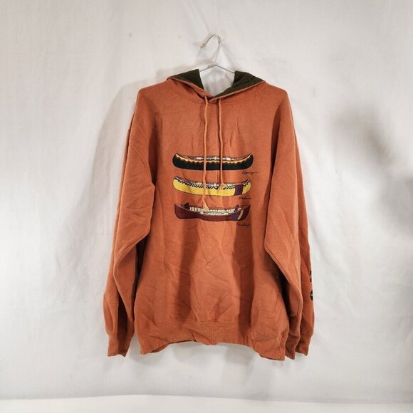 Calvin Klein Sport Hoodie Canoeing Algonquin Mohawk Penobscot Mens Size M Vtg - Picture 1 of 10